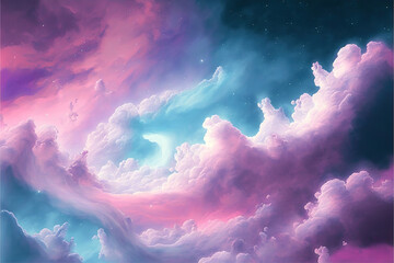 Canvas Print - abstract colorful background with clouds, generative ai