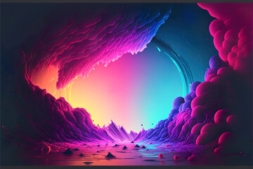 Wall Mural - beautiful abstract colorful landscape, generative ai