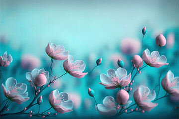 Wall Mural - spring flowers background, generative ai