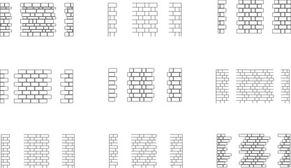 Neat brick wall installation vector sketch illustration