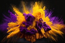 Purple And Yellow Colour Explosion, Generative Ai Composite