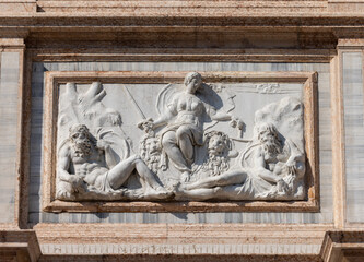 Wall Mural - The bas-relief from The Loggetta by Jacopo Sansovino, under the Campanile di San Marco in Venice