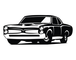 Wall Mural - isolated vector illustration of a vintage muscle car viewed from the side. Best for badge, icon and sticker design. available in eps 10.