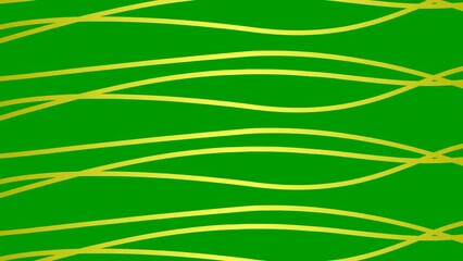 Wall Mural - Animated stripes appear and disappear. Decorative golden lines. Waves gradually changes shape. Looped video. Vector illustration isolated on a green background.