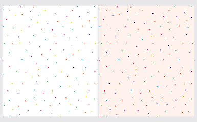 Wall Mural - simple colorful dotted seamless vector patterns. tiny polka dots isolated on a white and biege backg
