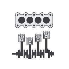 illustration of piston and crankshaft, auto part.