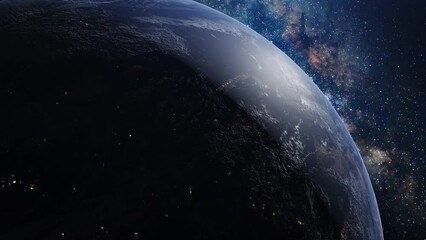 Wall Mural - space view 3d earth milky way star background. high quality video prores 422hq. image finished by na