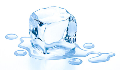 Wall Mural - one ice cube isolated on white background