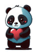cute cartoon panda holding a heart, generative ai