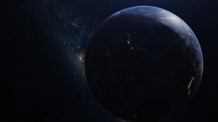 Wall Mural - space view 3d earth milky way star background. high quality video prores 422hq. image finished by na