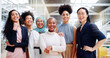 © Coetzee/peopleimages.com - Women, diversity and empowerment, portrait of team in HR department at creative marketing startup company. Teamwork, power and confident group of happy women with smile and leadership human resources