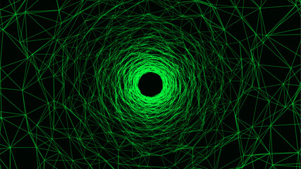 Wall Mural - abstract wireframe tunnel. vector wormhole. 3d portal grid. futuristic fantasy funnel.