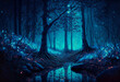 © Maya Kruchancova - magical glowing blue forest at night