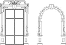 Vector Illustration Sketch Of Classical Greek Roman Style Decoration Entrance Gate