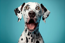 Studio Portrait Of A Dalmatian Dog With A Surprised Face, Concept Of Pet Photography And Dalmatian Breed, Created With Generative AI Technology