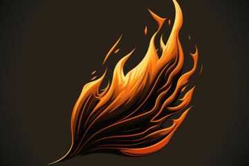 Wall Mural - Orange flame on black background. Generative AI