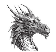 Dragon Portrait Sketch Hand Drawn Sketch In Doodle Style Vector Illustration