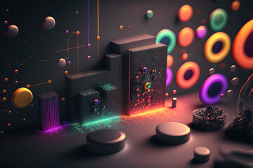 Wall Mural - Abstract picture of the crypto world foundation. Colorful background with digital glitch and distortion effect. Futuristic cyberpunk design. Retrofit, web punk, rave techno neon colors. Generative AI