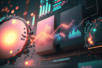 Wall Mural - Abstract picture of the crypto world foundation. Colorful background with digital glitch and distortion effect. Futuristic cyberpunk design. Retrofit, web punk, rave techno neon colors. Generative AI