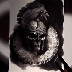 Spartan warriors Skull Head , Generative AI