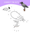 Educational game for kids. Dot to dot game for children. Vector illustration of a cute crow
