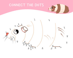 Poster - Educational game for kids. Dot to dot game for children. Vector illustration of a cute cavy
