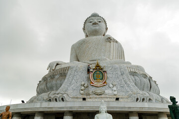 Wall Mural - Big Buddha in Phuket against a cloudy sky