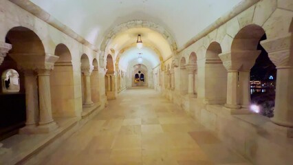 Poster - Illuminated gallery of Fisherman's Bastion, Budapest, Hungary