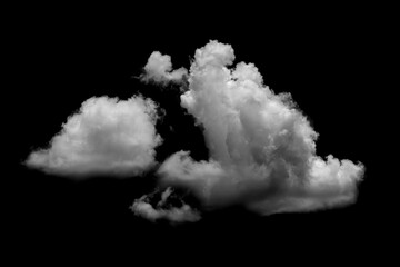 Wall Mural - Separate white clouds on a black background have real clouds. White cloud isolated on a black background realistic cloud. white fluffy cumulus cloud isolated cutout on black background