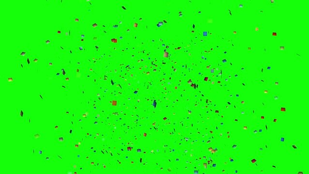 Wall Mural -  - Green screen falling confetti three dimensional shiny particle, glittering particles green-screen effects for party festival event