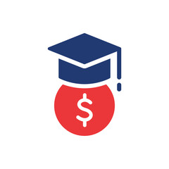 Student Support with Money. Charity and Donation Concept Icon. Affordable Education. Charitable foundation for Education. Financial Aid for Learning. Isolated Vector illustration