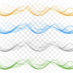 Wall Mural - Transparent abstract wave, smoky flow of wavy lines, wave set.