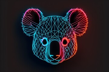 Wall Mural - A beautiful neon koala head icon. Generative AI.