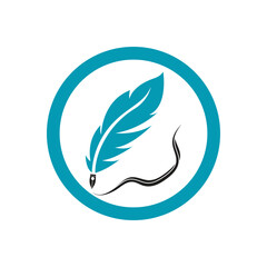 Feather quill design icon and logo illustration