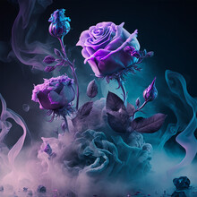Fantasy Roses In Purple Flame
