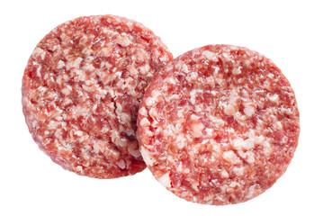 Raw minced beef meat for burgers cut out