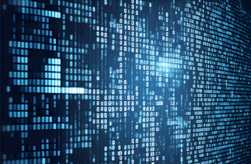 Code Hacker,  blue binary code background, Illustration generativ ai 