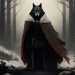 Wall Mural - black hood cape wolf Generative AI