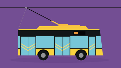 Canvas Print - Yellow Black trolley bus - illustration