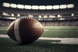 Fototapeta Sport - closeup of an american football ball in a crowded Super Bowl stadium event