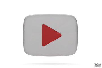 Video camera icon isolate on white background. 3d Realistic movie icon, play button for the interface of applications and web pages. Video, streaming, multimedia concept. 3D vector illustration.