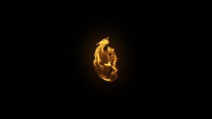 Wall Mural - fire flames effect on black background. alpha channel. vfx design element.