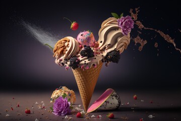 Wall Mural - Valentine's Day Sweet Ice-cream cone