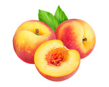 Fototapeta  - Peach fruit isolated on white or transparent background.