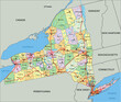 New York - Highly detailed editable political map with labeling.