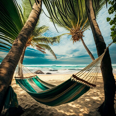 Canvas Print - hammock on beach