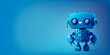 Vintage style cute robot in blue color on blue