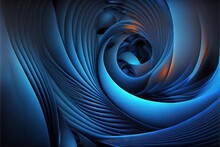  A Computer Generated Image Of A Blue Spiral Design With A Red Light In The Center Of The Image And A Black Background With A White Border.  Generative Ai