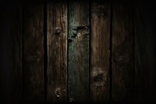  A Dark Wood Background With A Wooden Paneled Wall And A Metal Door Handle On The Left Side Of The Paneled Door, With A Dark Wood Grainy Surface.  Generative Ai
