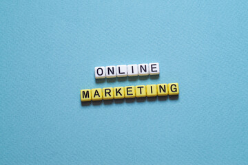 Wall Mural - Online marketing - word concept on cubes,text
